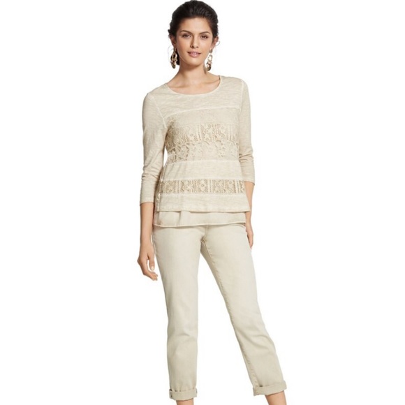CHICO’S Beige Cream Leah Lace Top NWT - Picture 4 of 6